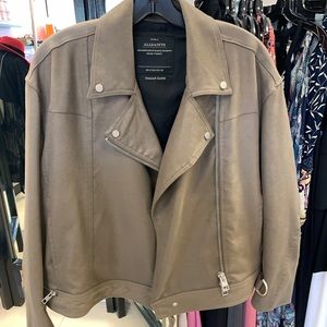 All Saints Tan Suede Biker Jacket